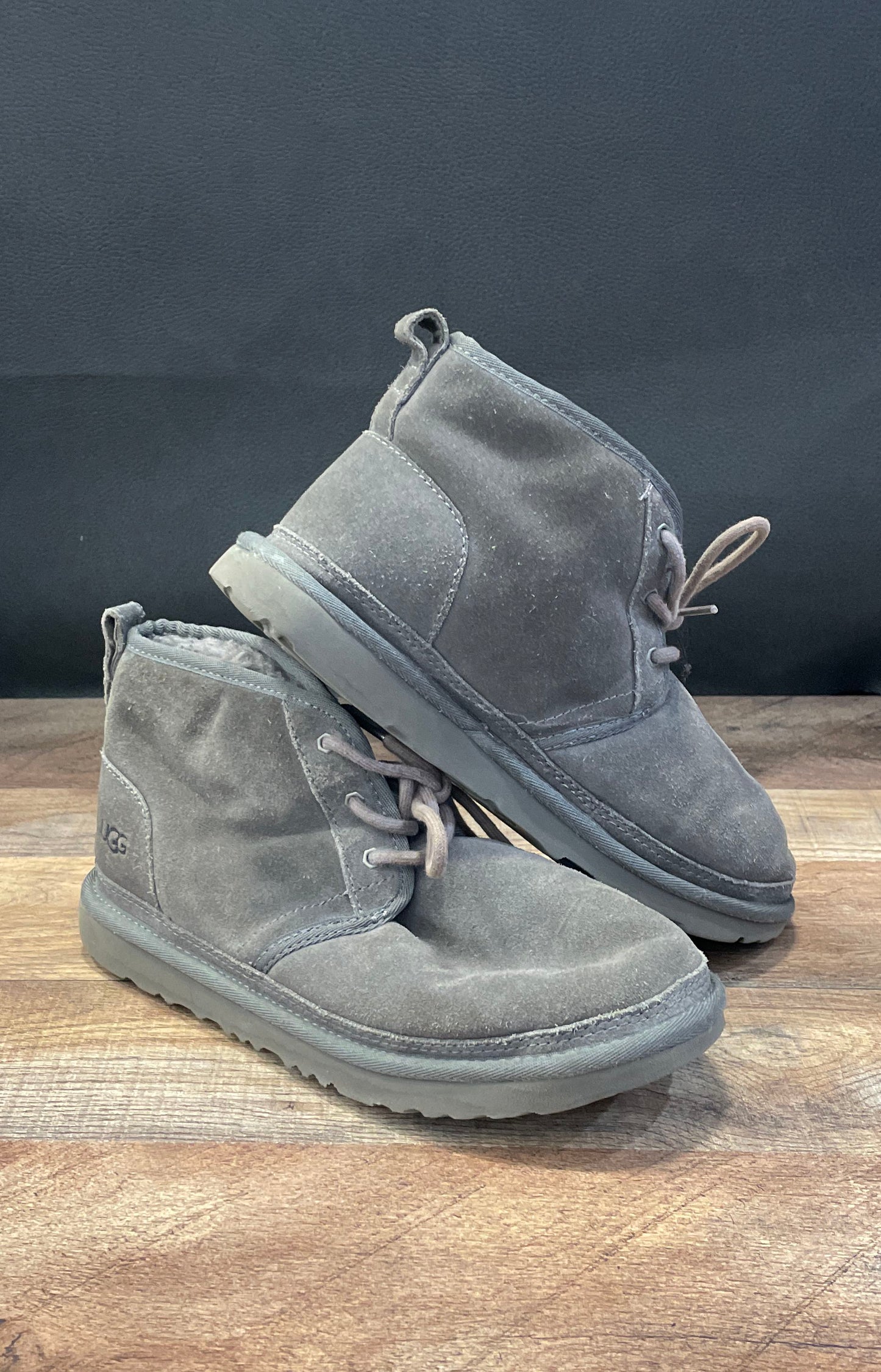 UGG Neumel Grey Suede Lace Up Ankle Boots Women's Size 6