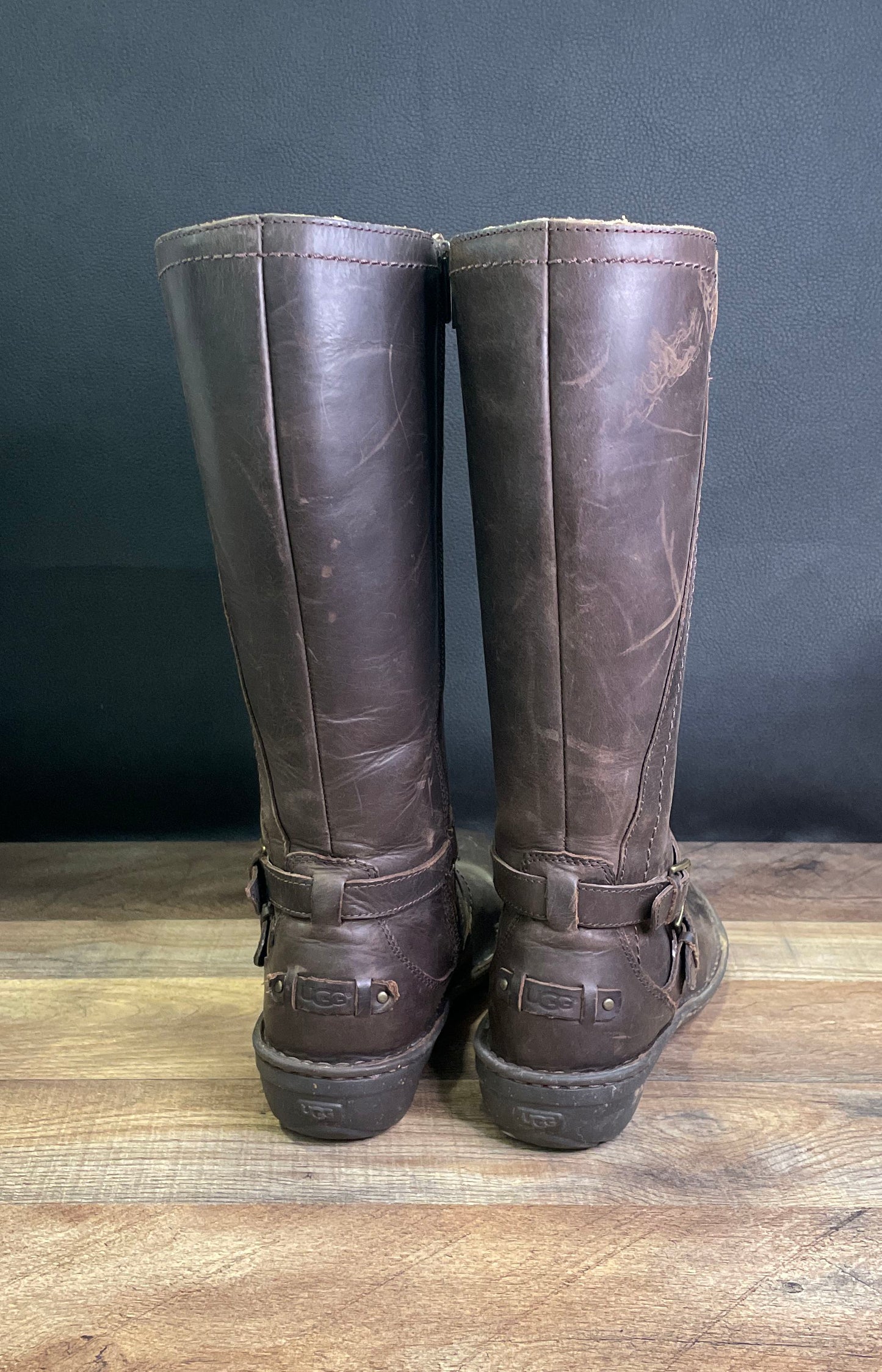 UGG Rosen Brown Leather Tall Riding Boots Women's Size 9