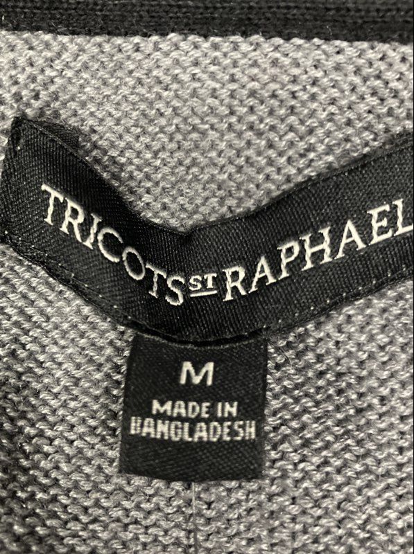 Tricots St Raphael Men's Grey Colorblock Shawl Collar Cable Cardigan Sz M NWT