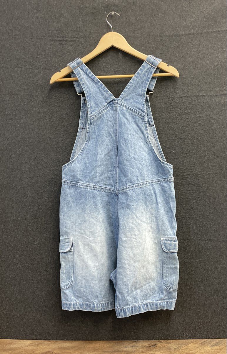 Disney Women's Denim Cargo Shortalls Overalls Light Wash Mickey Hardware Sz S