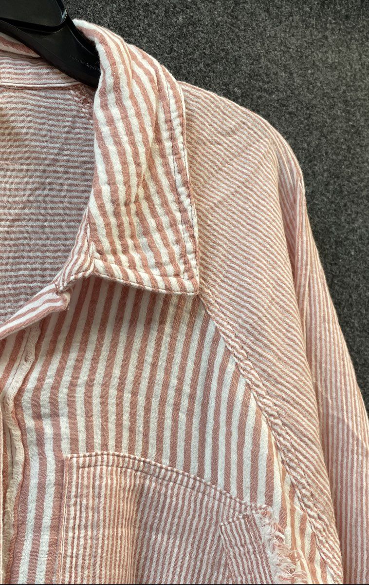 Torrid Festi Women's 3X Old Rose Stripe Cotton Relaxed Tunic Shirt NWT