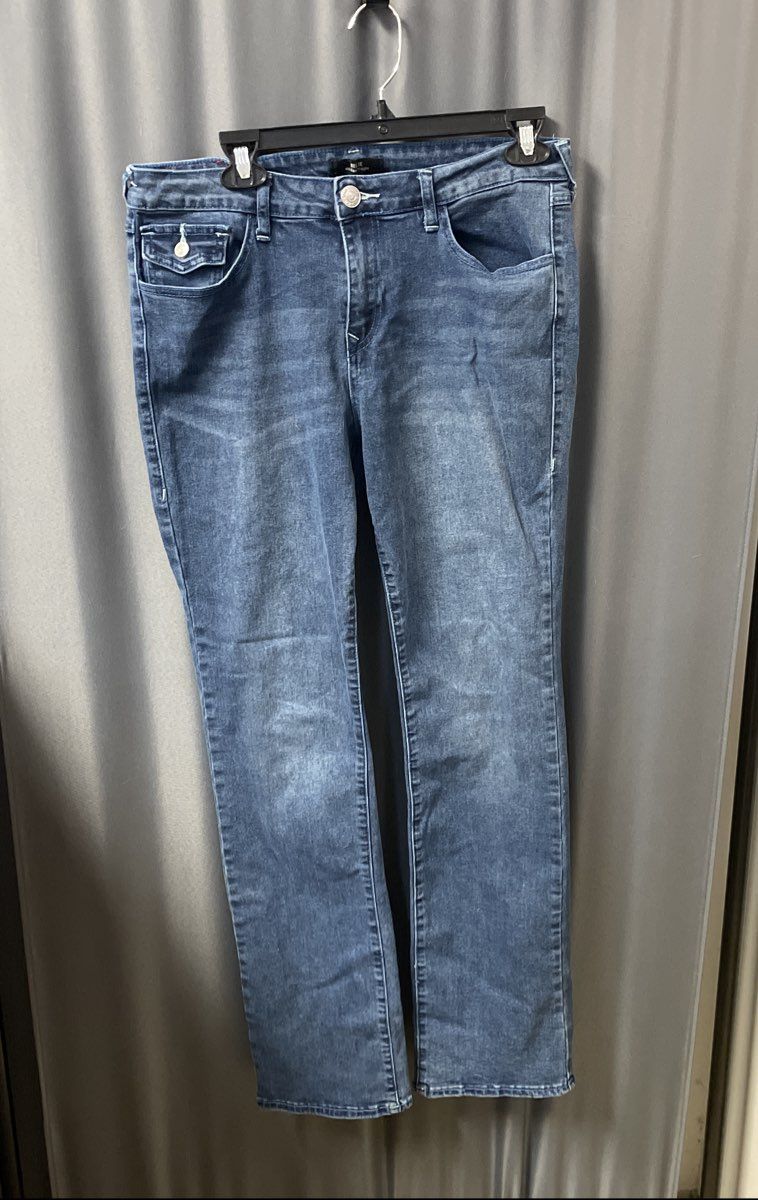 True Religion Women's Blue Billie Mid Rise Straight Leg Jeans Sz 31
