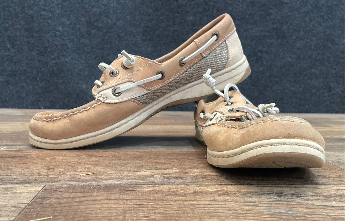 Sperry Top-Sider Angelfish Brown Tan Leather Mesh Boat Shoes Women's Size 7.5