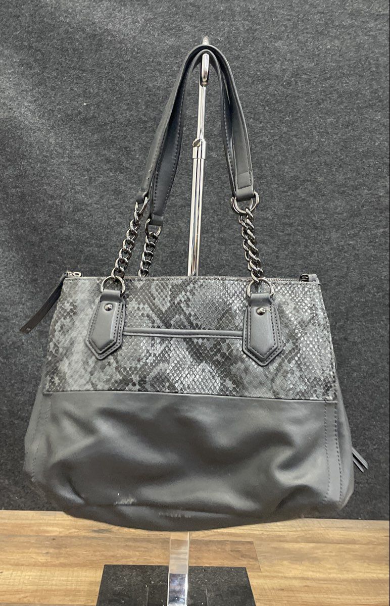 Simply Vera Vera Wang Grey Snakeskin Print Shoulder Bag Tote Gunmetal Hardware
