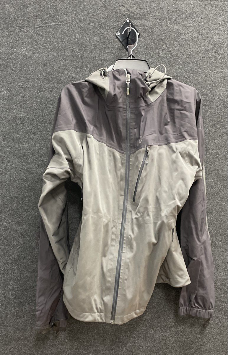 REI Men's Two Tone Gray Full Zip Hooded Shell Rain Jacket Windbreaker Size XL