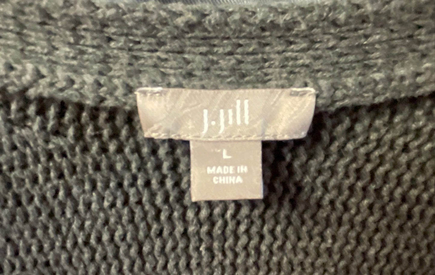 J. Jill Women's Gray 100% Cotton Button Front V-Neck Ruffle Cardigan Size L