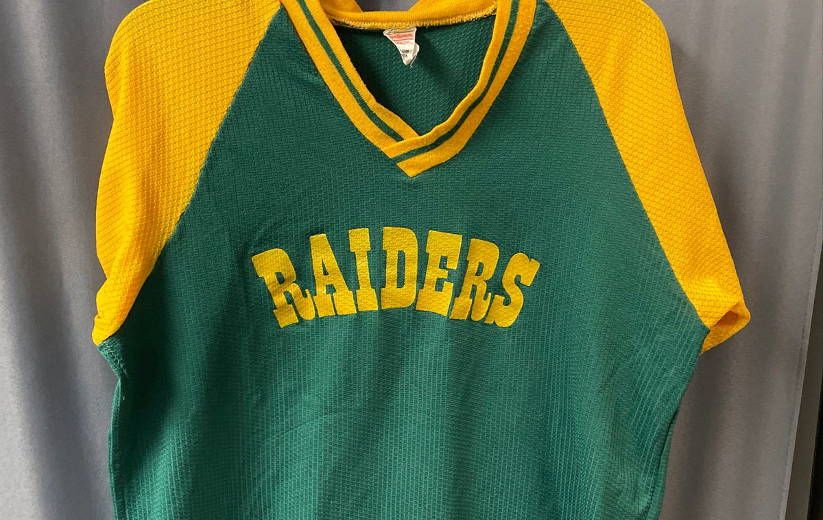 Vintage 80s MW Sportswear Raiders #18 Baseball Jersey Made in USA Sz XL