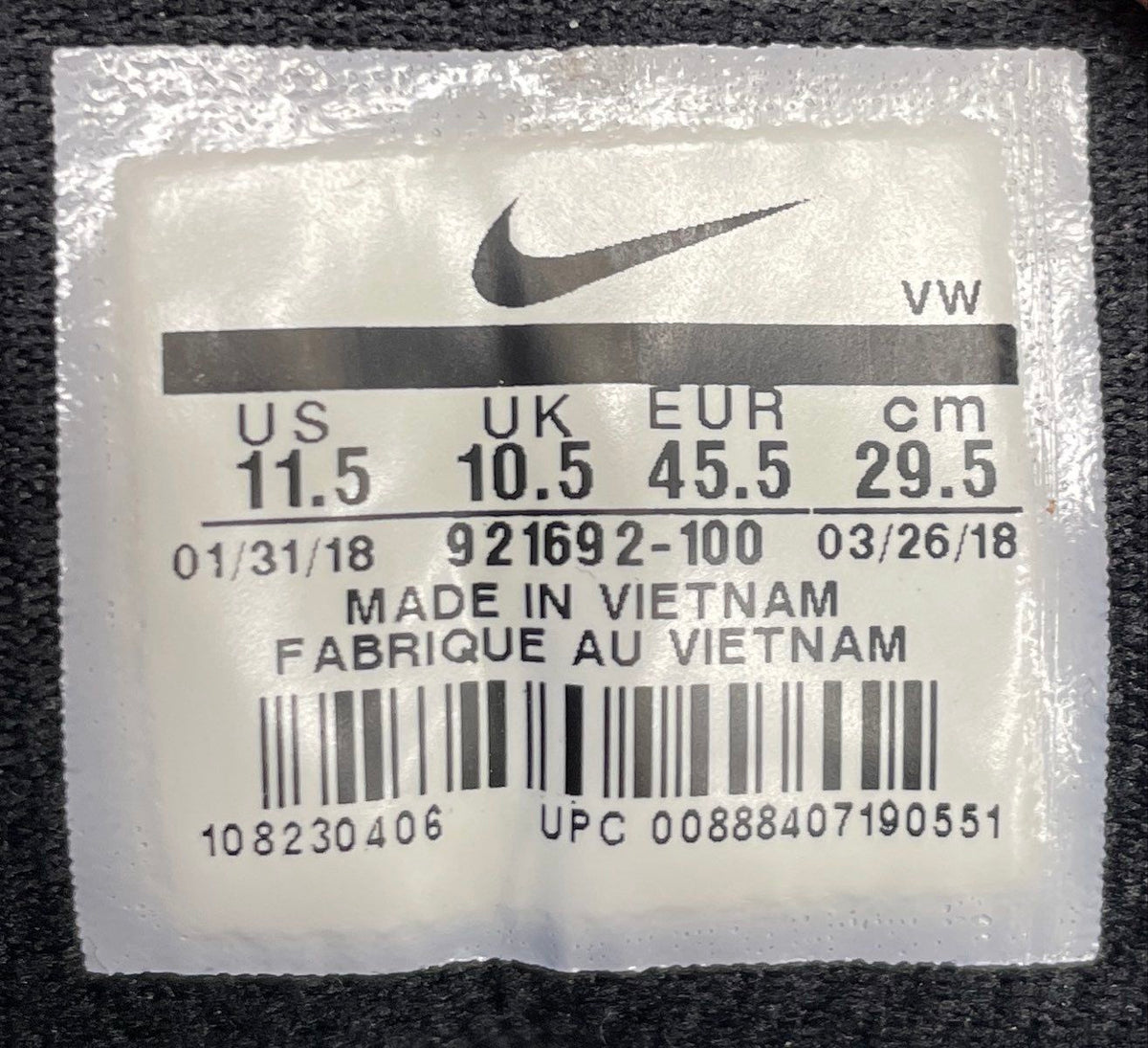 Nike Air Versitile II White Black Anthracite Basketball Shoes Size 11.5