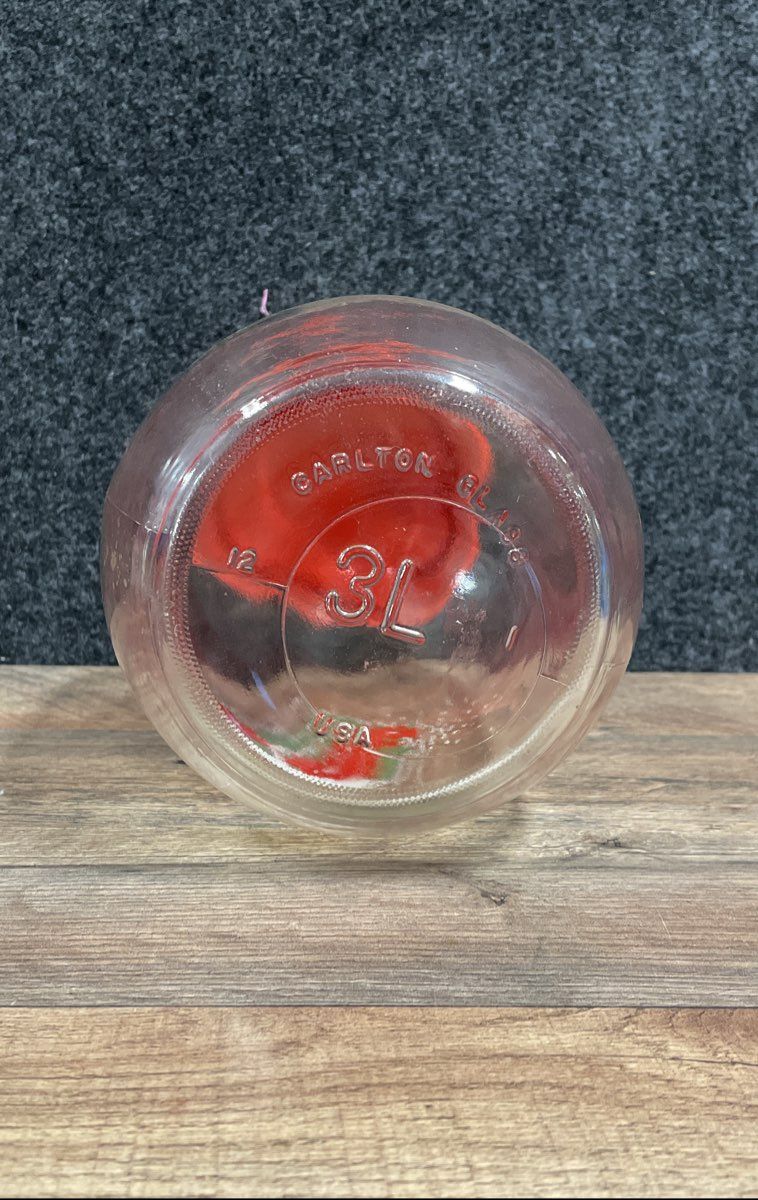 Vintage Carlton Glass 3L Cookie Jar Poinsettia Basket Christmas Holiday USA