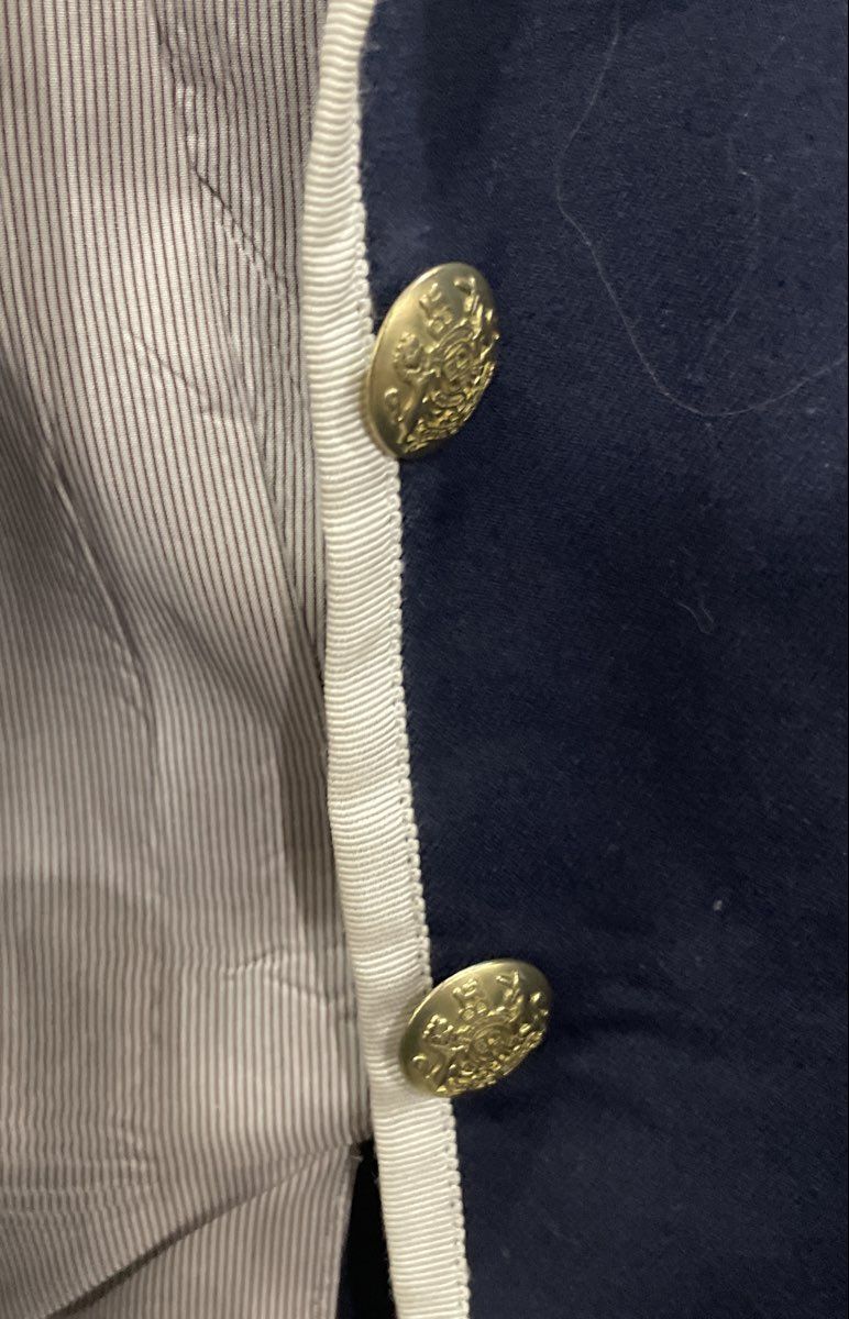 J. Crew Women's Navy Blue Schoolboy Blazer White Piping Gold Buttons Sz 00