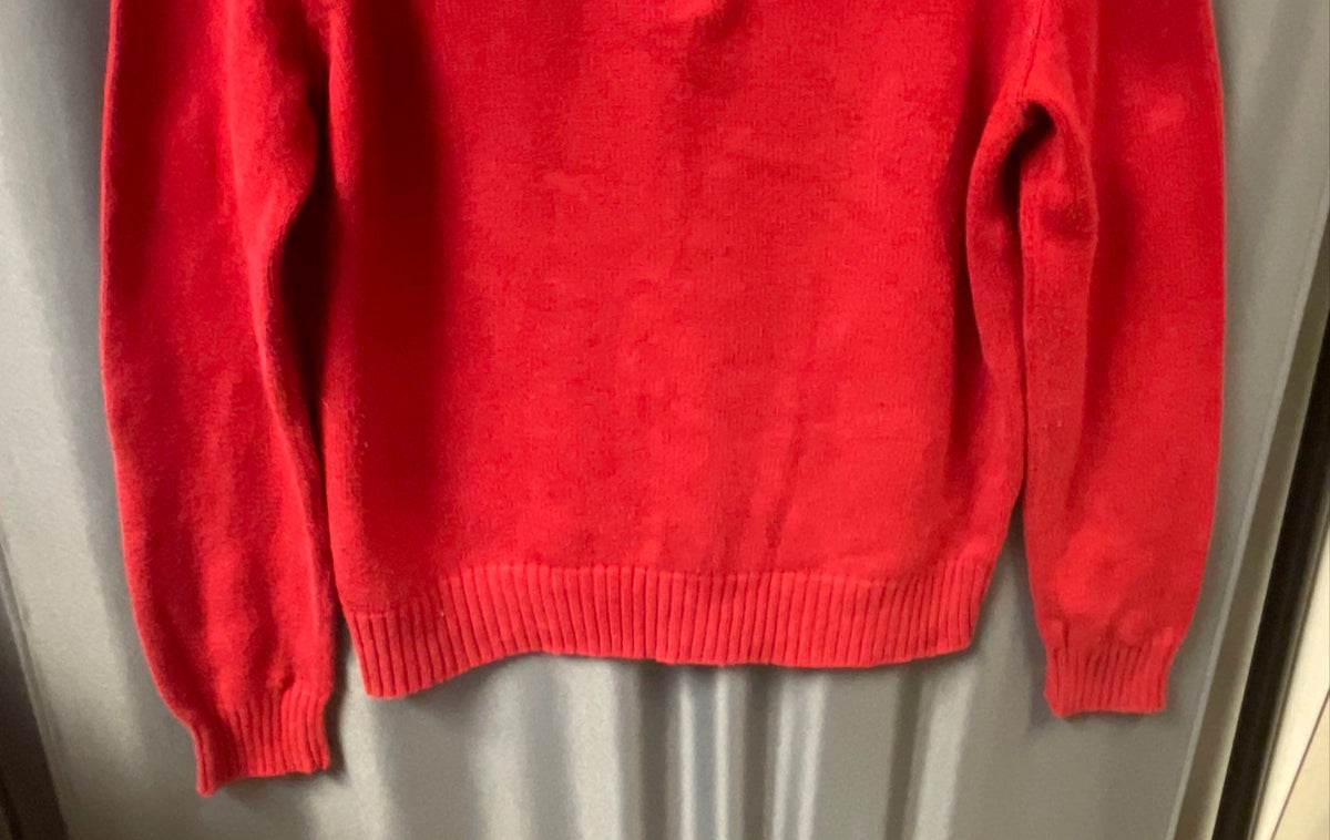 Polo Ralph Lauren Men's Red 1/4 Zip Cotton Knit Sweater Sz M