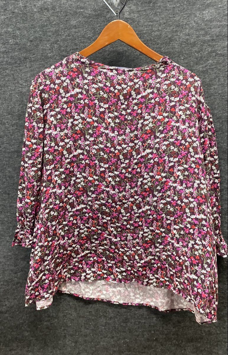 Draper James RSVP Women's Plum Multi Floral Cinched Elbow Sleeve Top NWT Sz 3X