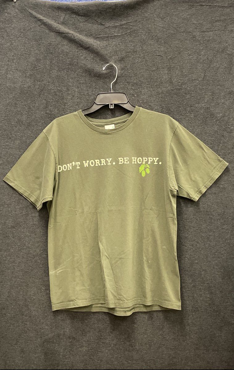 Budweiser Men's Green Don't Worry Be Hoppy Hops Graphic Tee Sz L