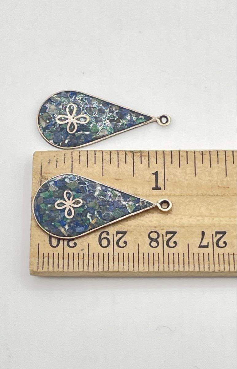 925 Sterling Silver Crushed Stone Inlay Earring Jackets Mexico Marked 1.7g