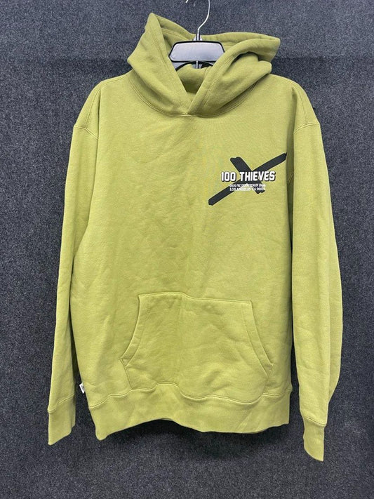 100 Thieves Men's Wolf Pullover Hoodie Olive Green Graphic Sweatshirt Sz L