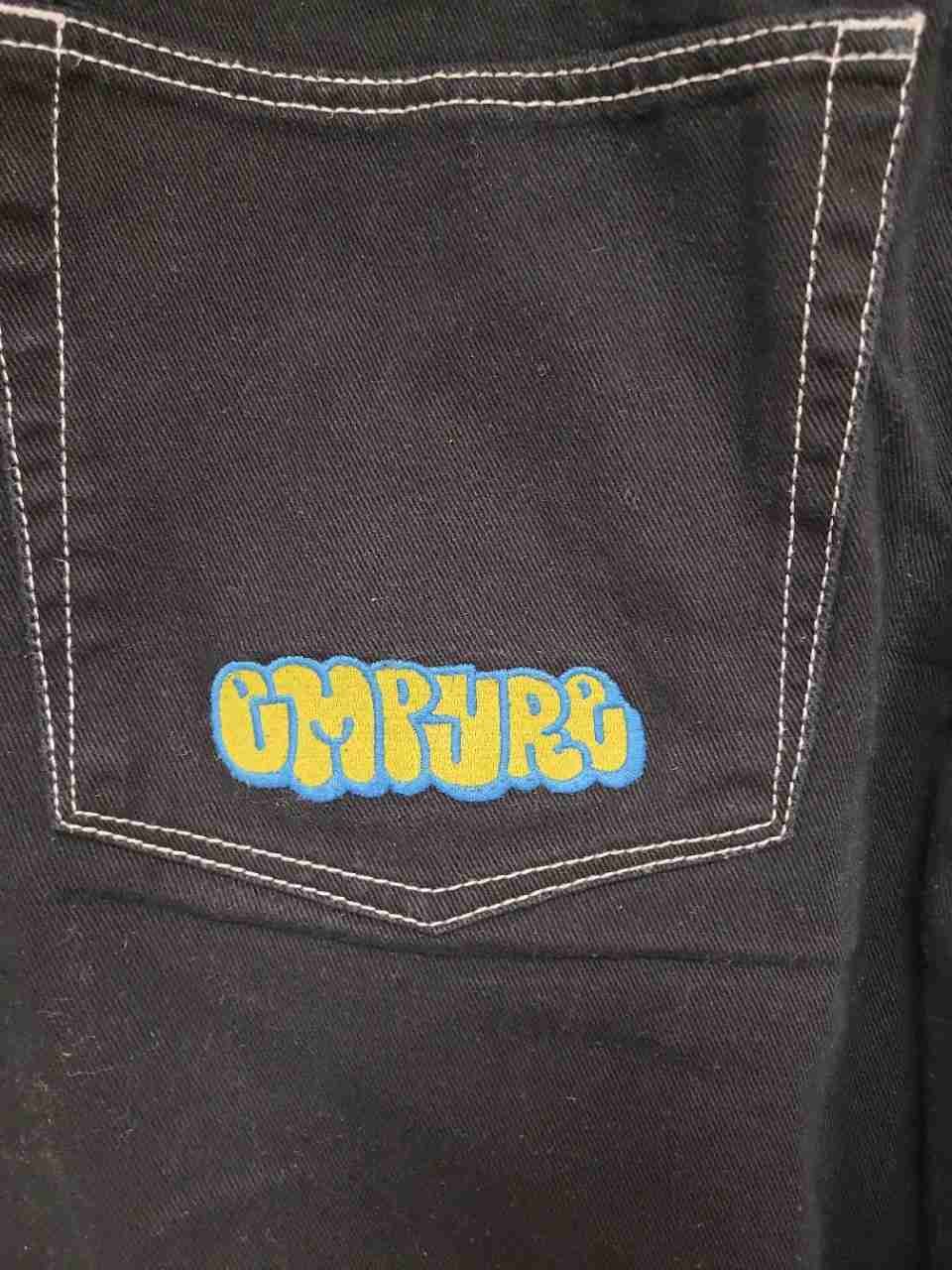 Empyre Men's Black Contrast Stitch Baggy Loose Fit Skate Denim Pants Sz 34