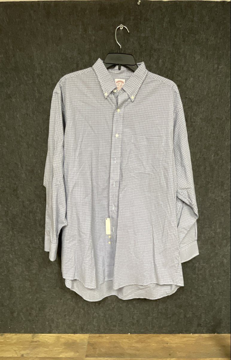 Brooks Brothers Men's Button Down Shirt Blue Check Long Sleeve NWT Sz 16.5 33