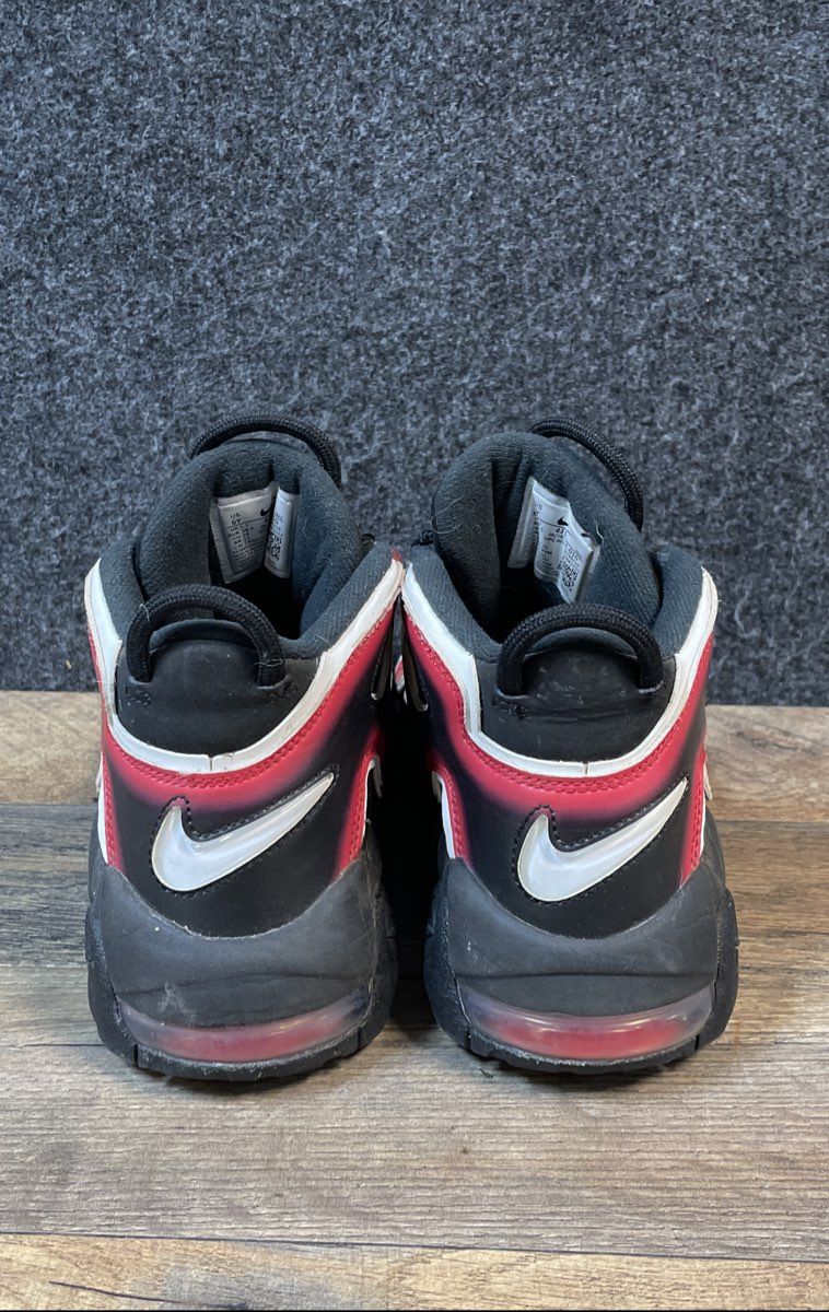 Nike Air More Uptempo GS Black Red White Basketball Shoes 415082-010 Size 6Y
