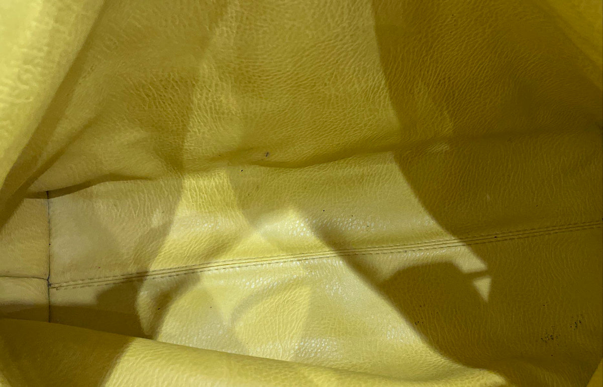 G.H. Bass & Co. Blue Yellow Leather Reversible Tote Bag & Attached Pouch