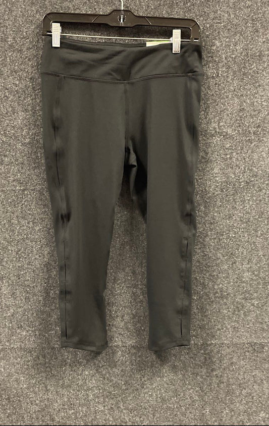 Gaiam Women's Black Cropped Yoga Pants High Rise Om Cut Ladder Detail Sz M NWT