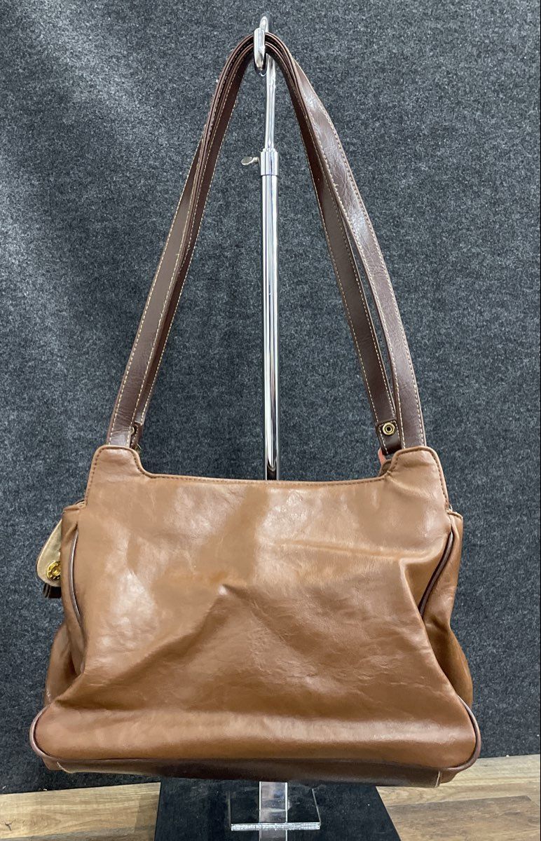 Capezio Brown Leather Vintage Shoulder Bag Gold Tone Hardware Purse