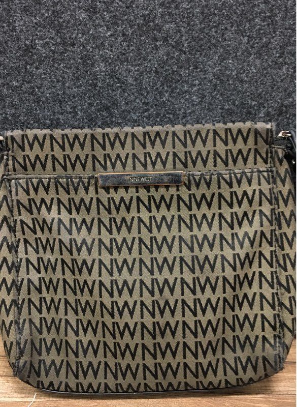 Vintage Y2K Nine West Brown Black NW Monogram Logo Crossbody Purse Bag