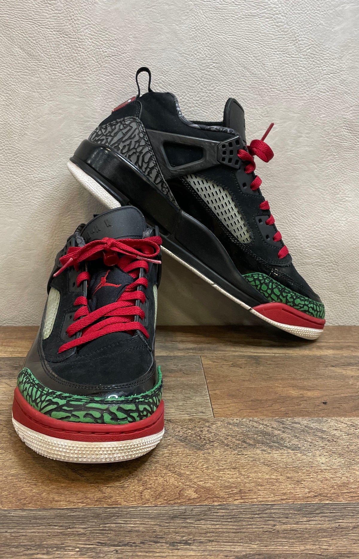 Nike Air Jordan Spizike Low Black Gym Red Court Green Size 10