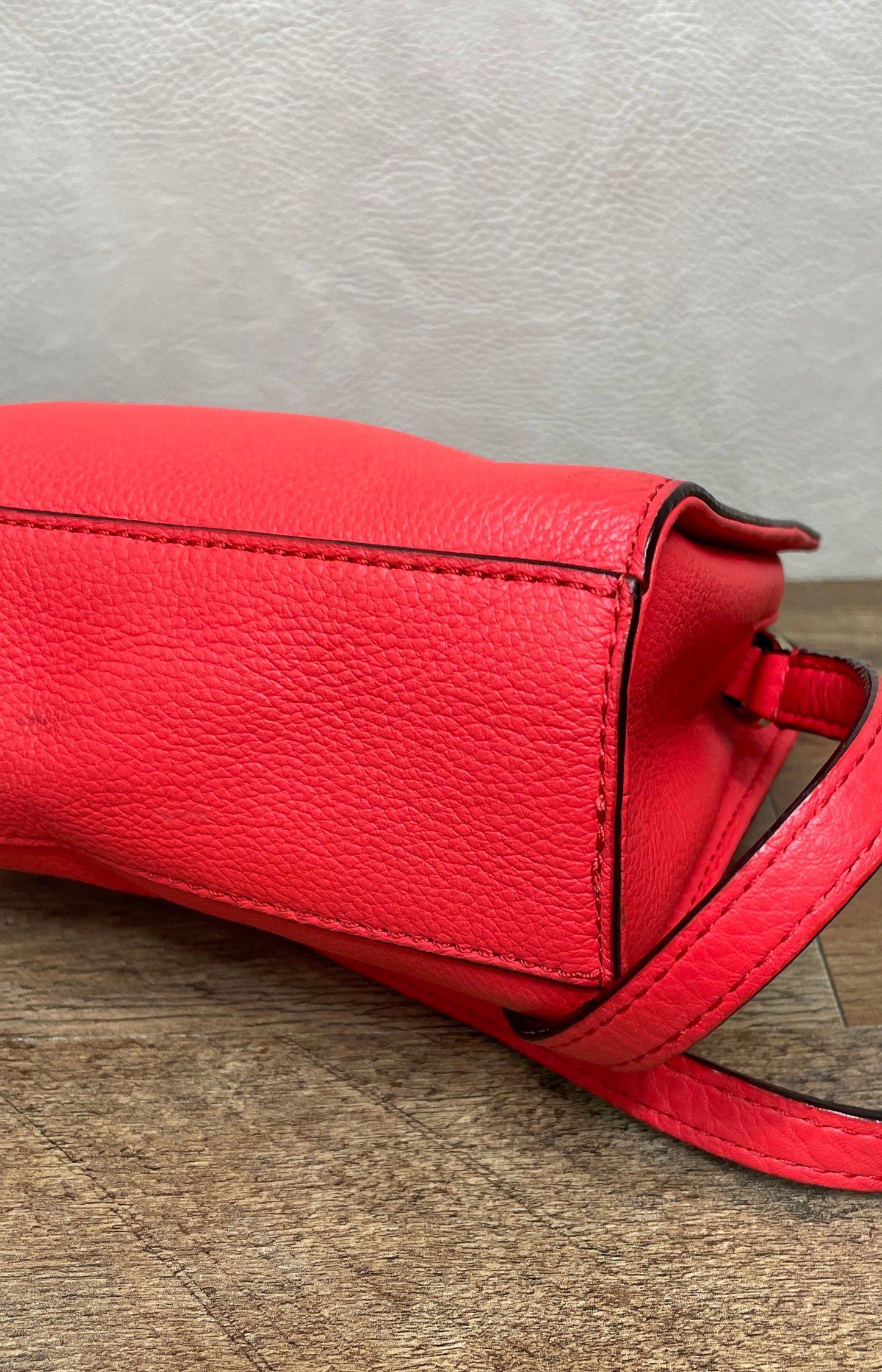 Kate Spade Red Pebbled Leather Mini Satchel Crossbody Bag Gold Hardware