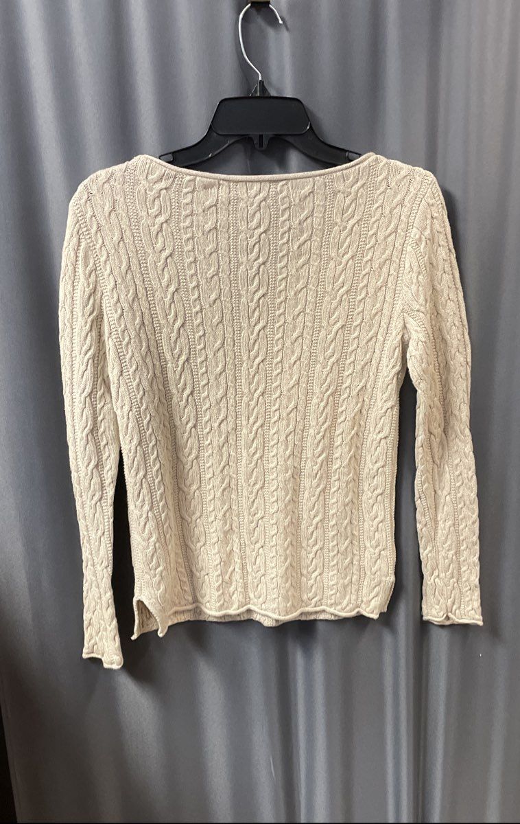 Lauren Jeans Co. Ralph Lauren Women's Beige Cable Knit Cotton Sweater Sz M