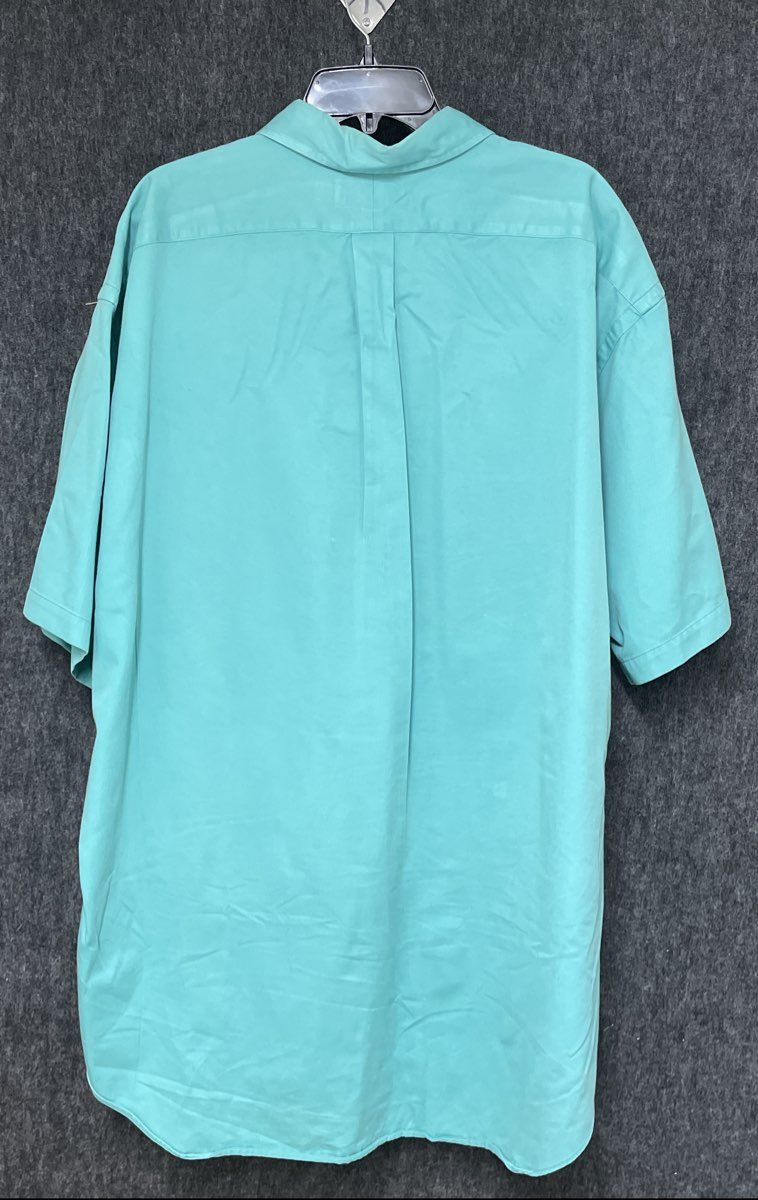 Vintage 90s Ralph Lauren Men's Teal Blake Short Sleeve Button Down Shirt Sz XXL