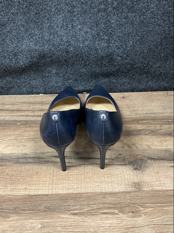 Michael Kors Navy Blue Leather Pointed Toe Stiletto Pumps Size 9.5M