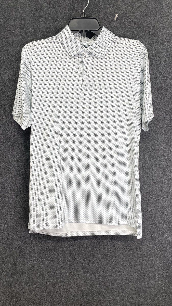 Bonobos Men's Polo Shirt White Green Slim Fit Geometric Recycled Stretch Sz S