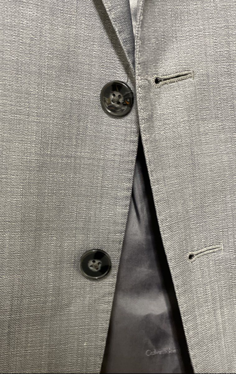 Calvin Klein Men's Gray Wool Natural Stretch 2-Button Blazer Sz 44 R