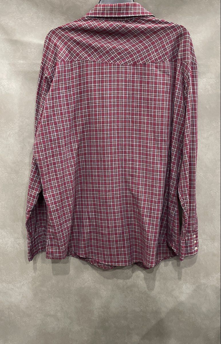 Big Yank Men's Red Burgundy Plaid Western Pearl Snap Shirt Long Sleeve Sz XL