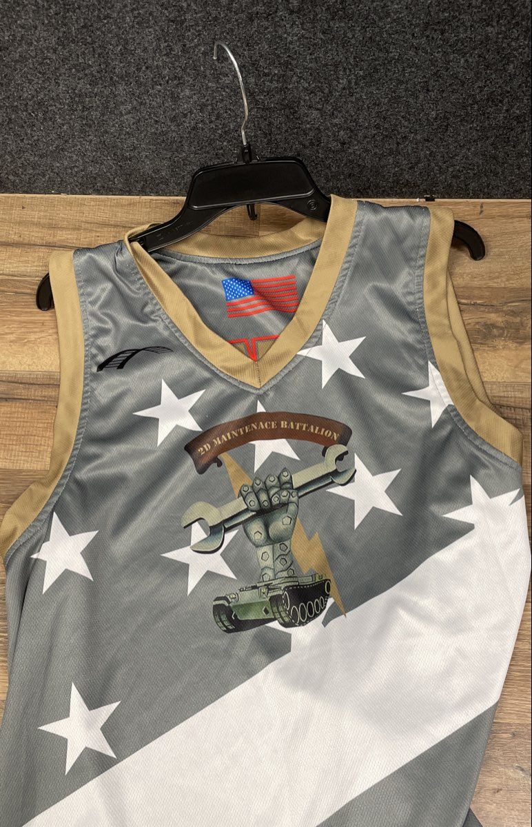 E360 Men's USMC 2nd Maintenance Battalion Basketball Jersey Gray Capps 28