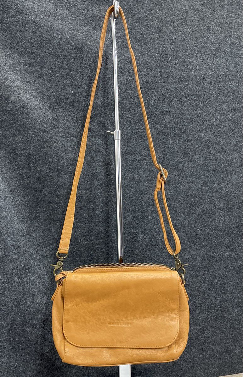 Wanderers Brown Leather Crossbody Bag Small Gold Hardware Purse