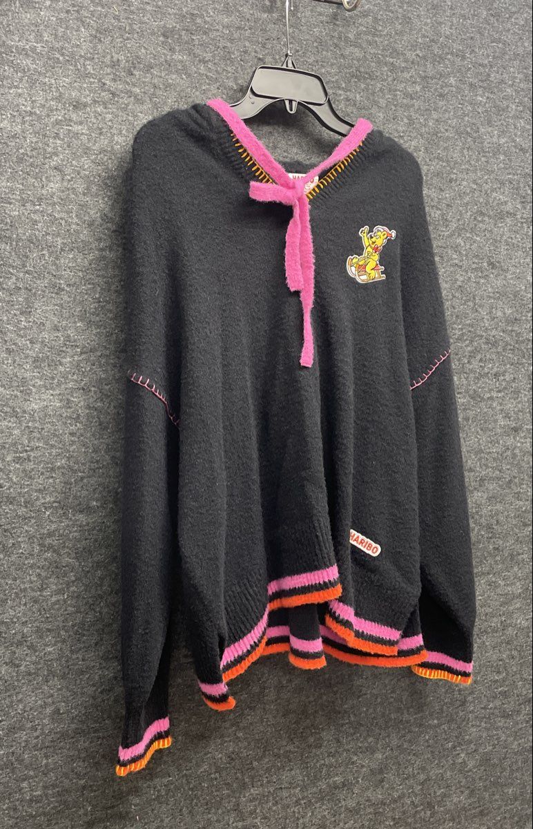 Haribo Women's Black Hooded Goldbear Sled Pullover Knit Sweater Sz XL