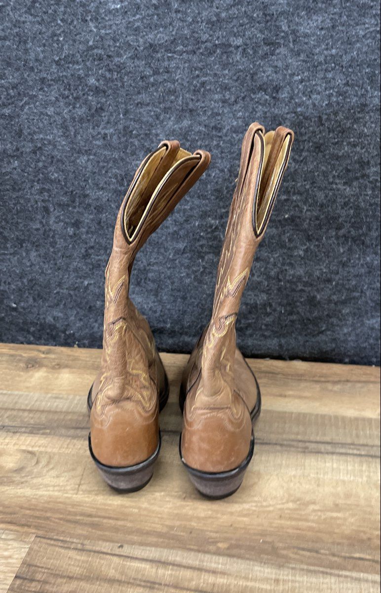 Old West LF 1529 Tan Brown Leather Western Cowboy Boots Women's Size 5.5