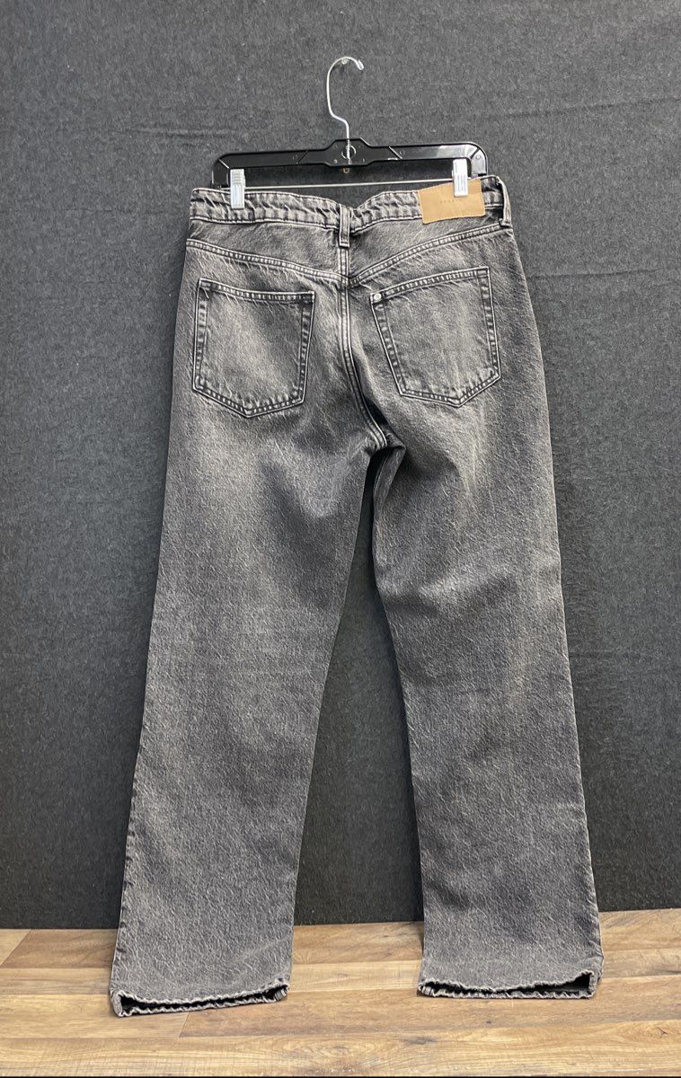 H&M &Denim Women's Washed Black Straight Leg Mid Waist Cotton Jeans Sz 10