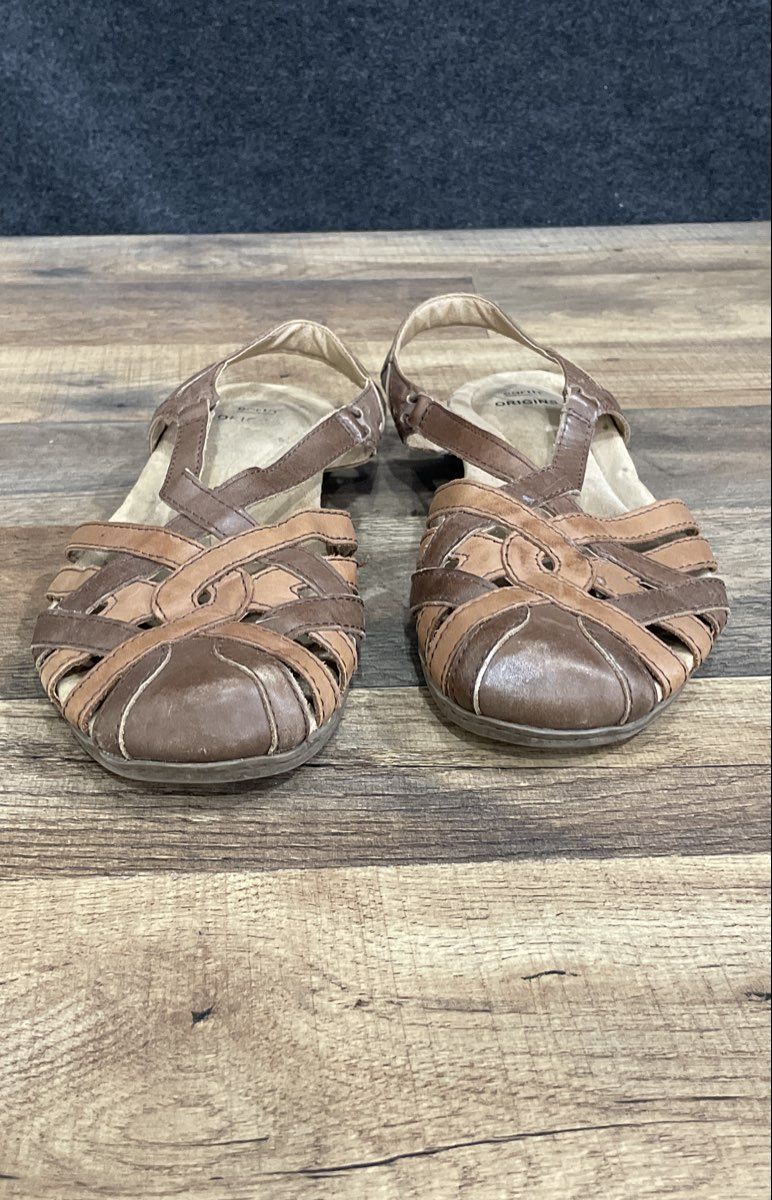Earth Origins Belle Brielle Brown Fisherman Slingback Sandals Women's Size 9.5
