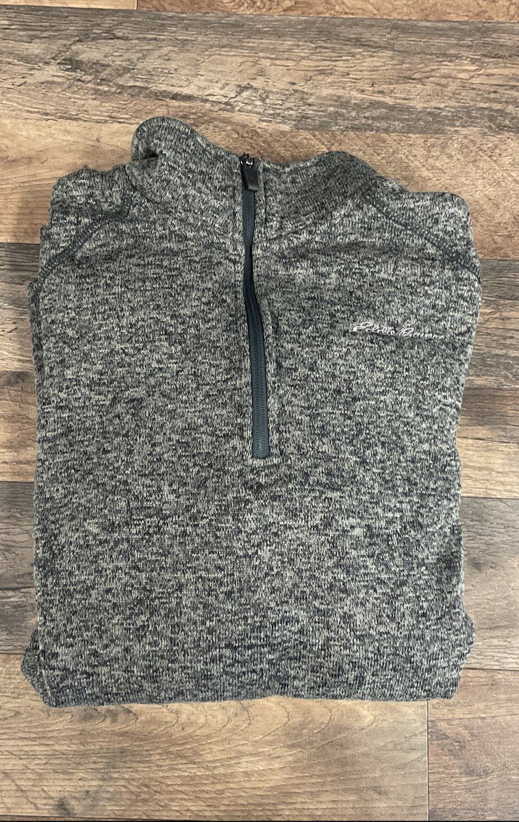 Eddie Bauer Men's 1/4 Zip Sweater Fleece Pullover Grey Marl Heather Sz XL