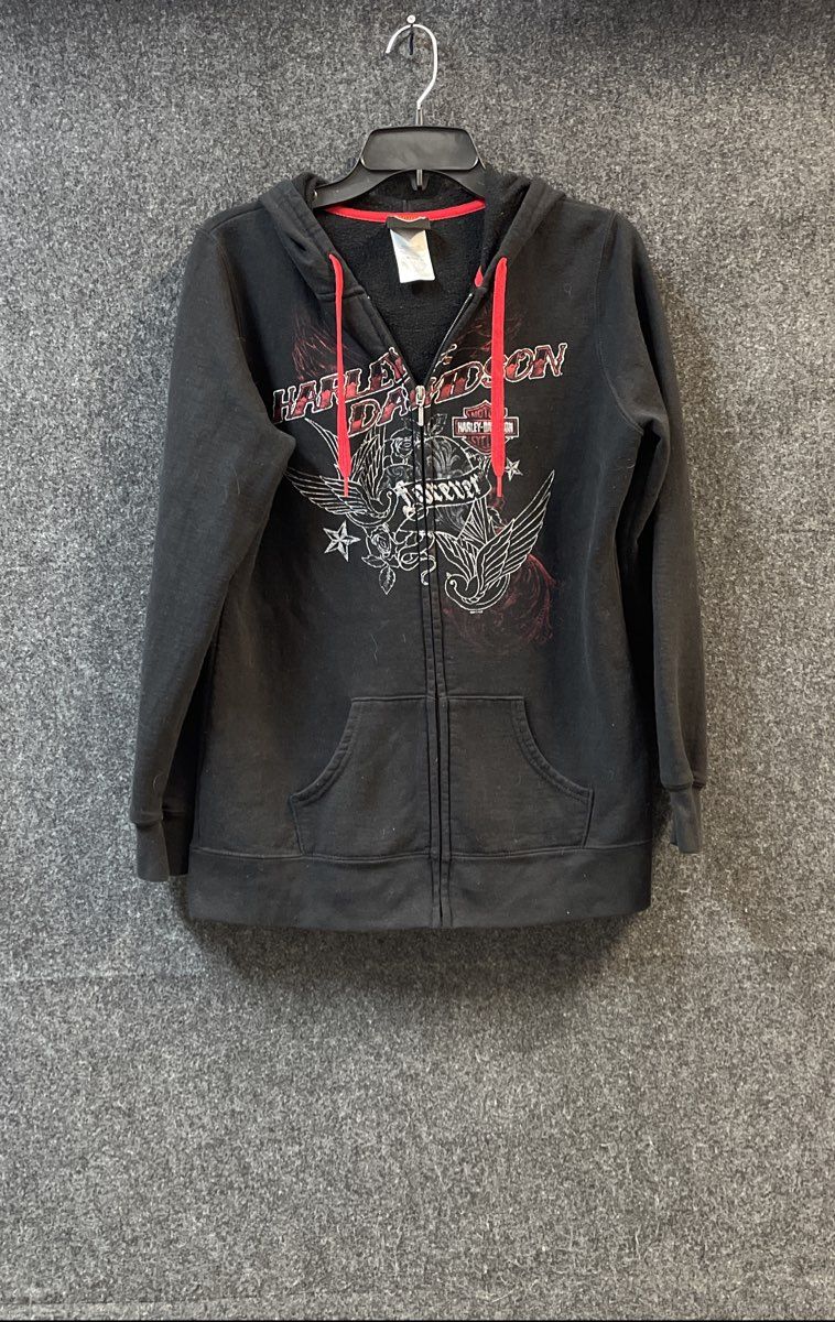 Harley-Davidson Patriot Fairfax VA Wings Roses Full Zip Hoodie Sz L