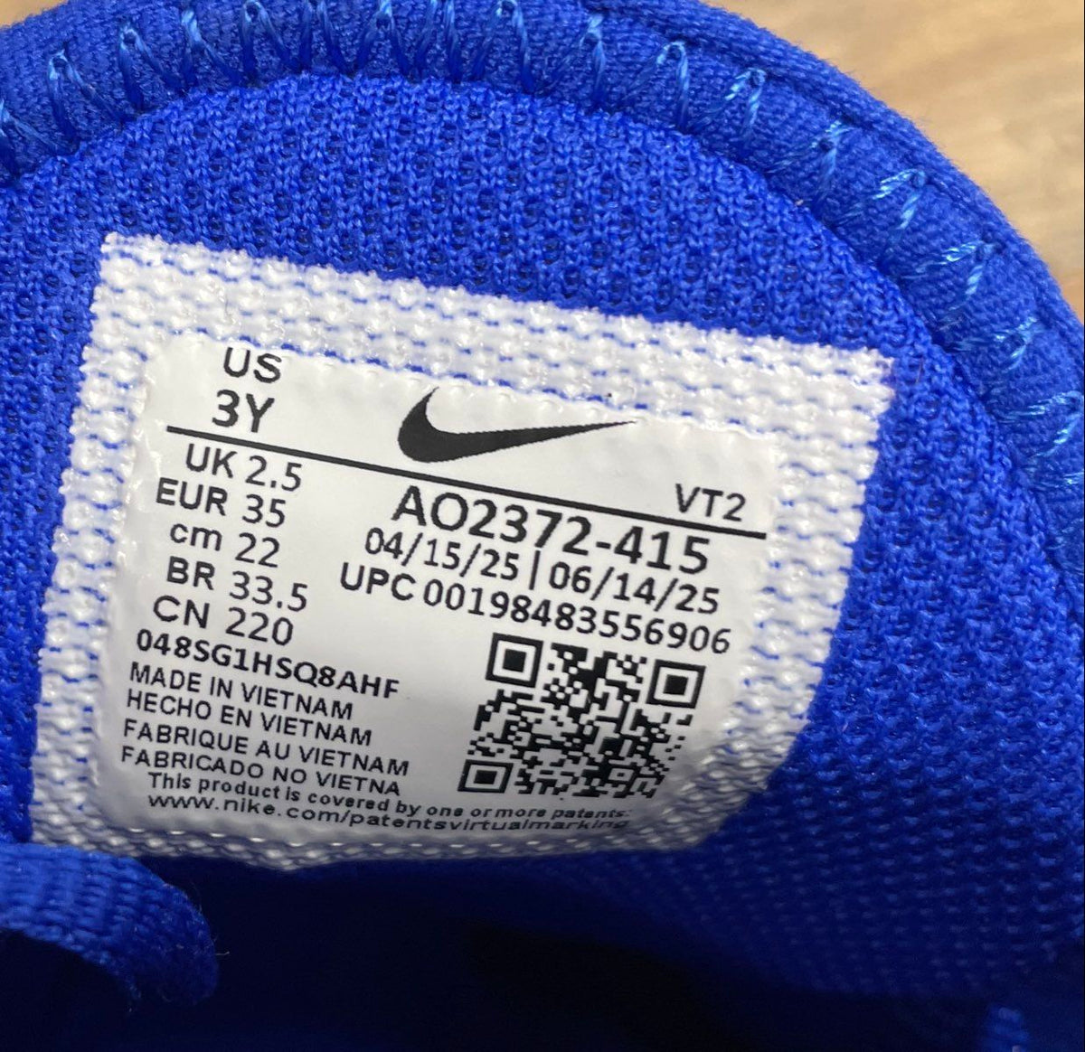 Nike Air Max 270 Game Royal Black Youth Sneakers Size 3Y