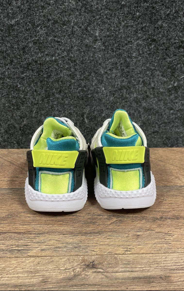 Nike Air Huarache Run White Teal Lime Green Toddler Sneakers Size 7C