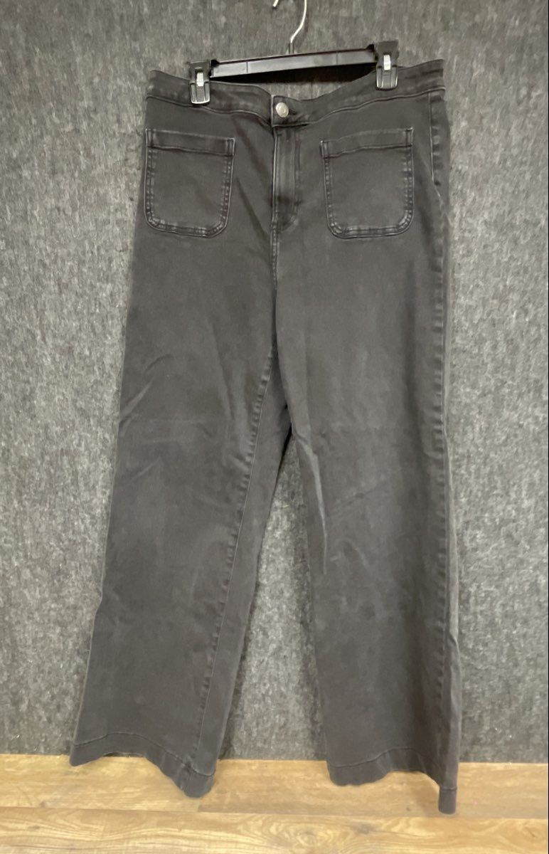 LC Lauren Conrad Women's Black High Rise Wide Leg Patch Pocket Pants Size 16