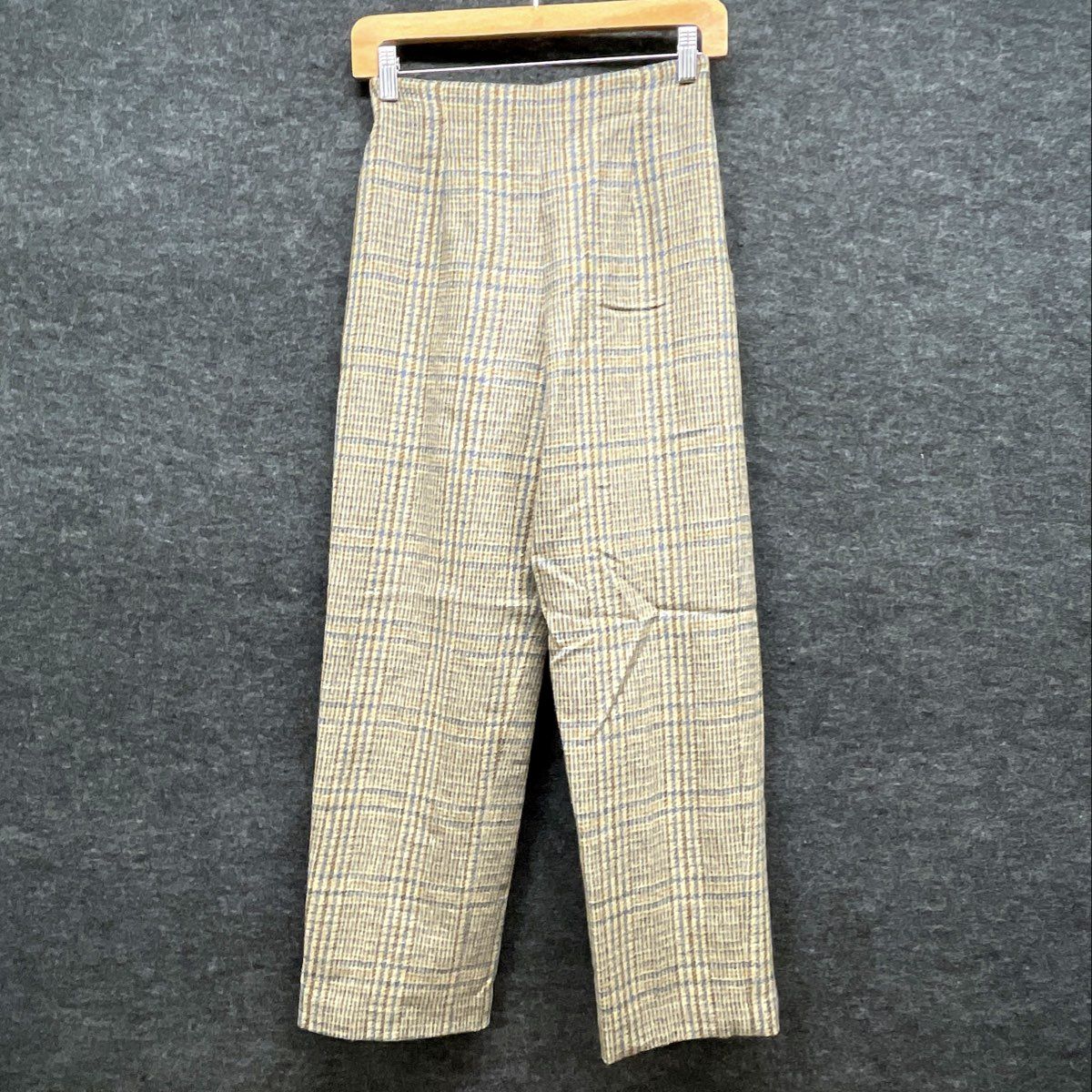 Talbots Women's Vintage 90s Plaid High Rise Tapered Pants Tan Blue Sz 2