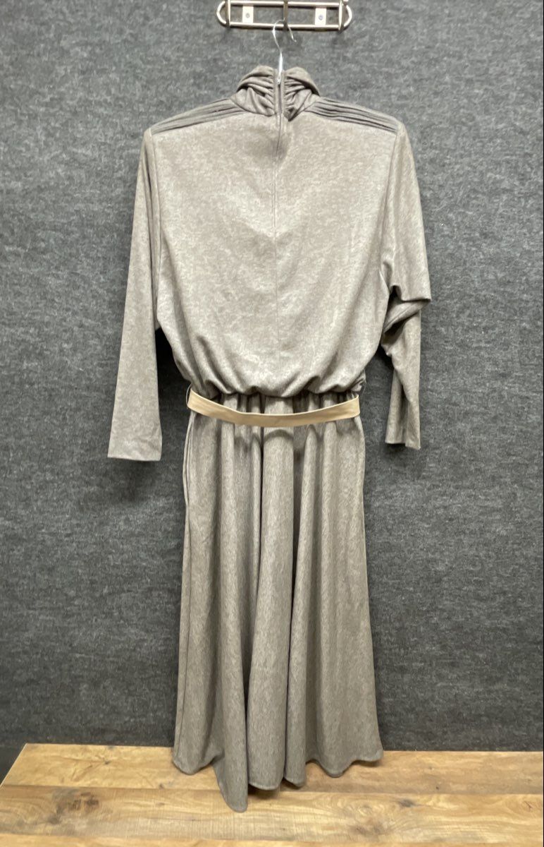 Vintage 80s Positive Attitude Roll Neck Pleated Shoulder Maxi Dress Sz 9/10