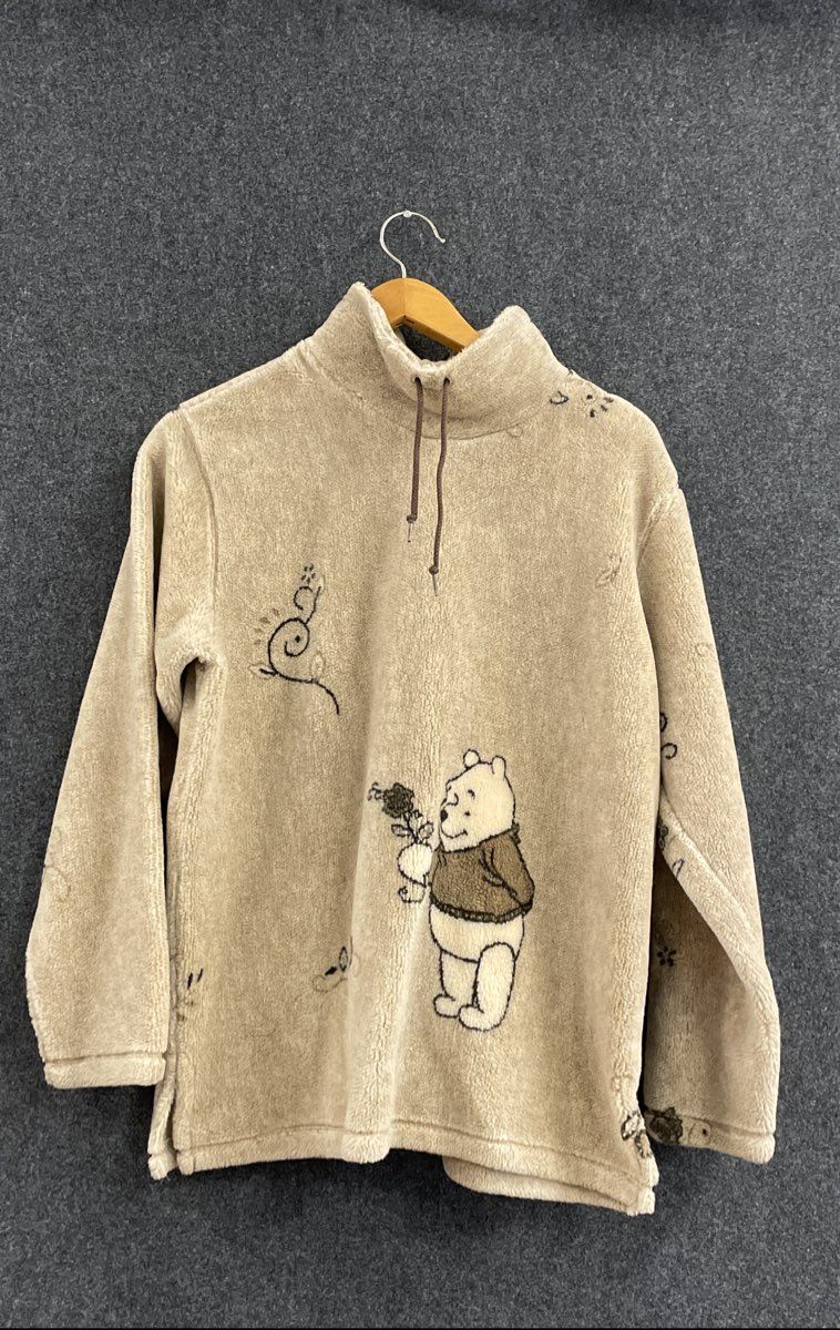 Vintage 90s Disney Winnie the Pooh Fleece Pullover Made in USA Sz L