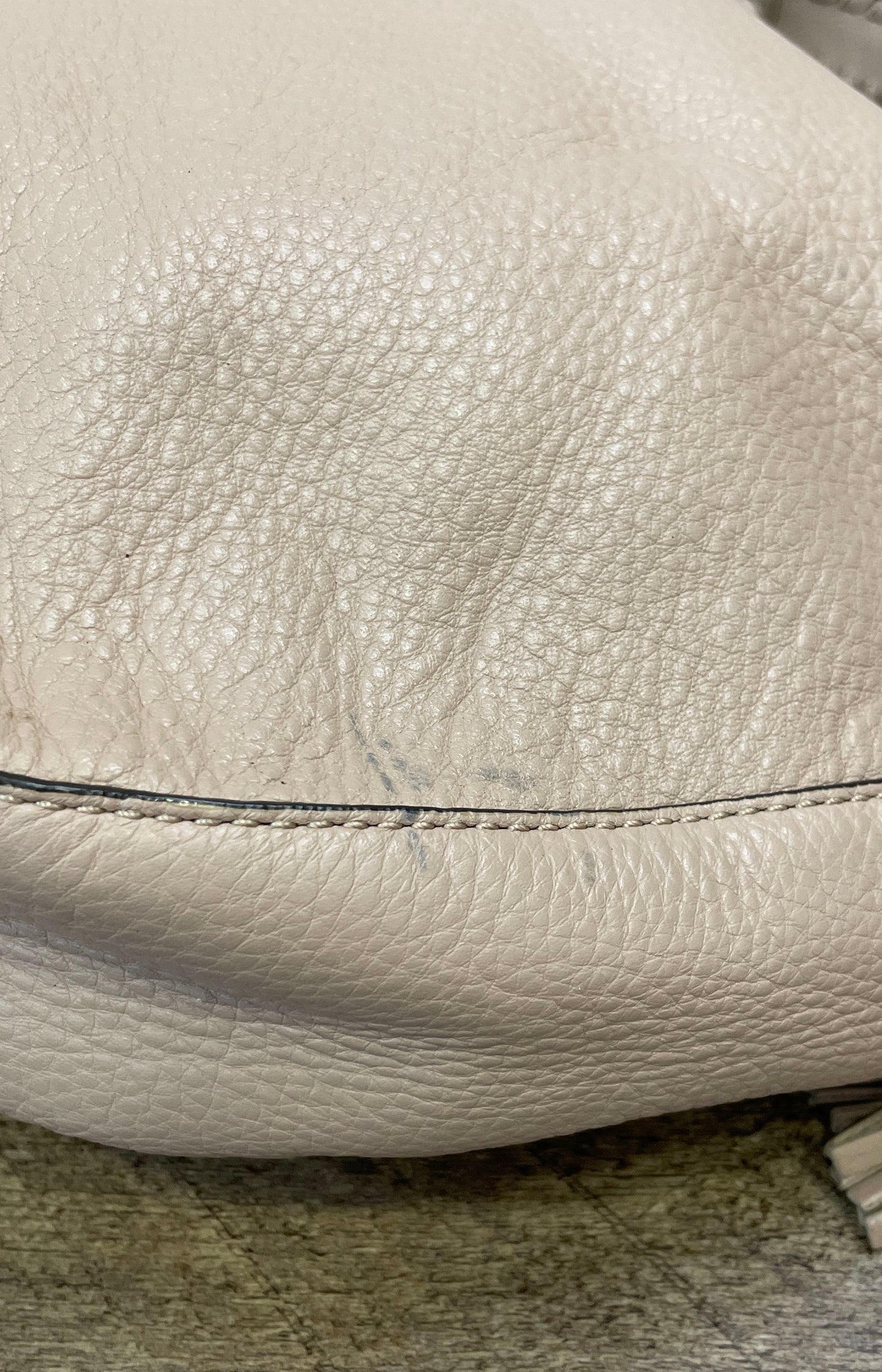 Michael Kors Cream Pebbled Leather Whipstitch Hobo Shoulder Bag Gold Hardware