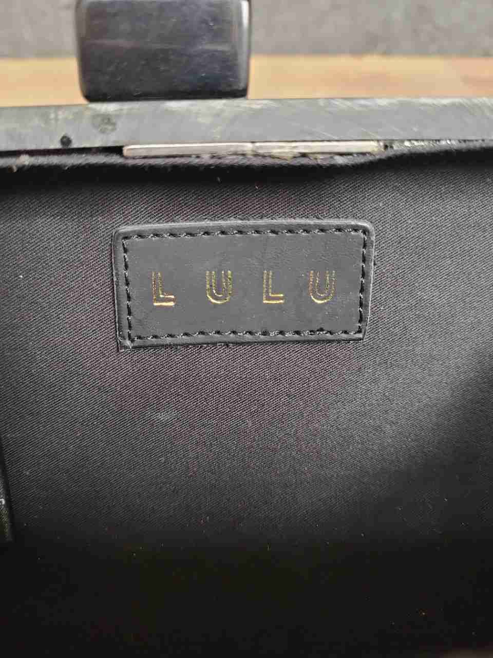Lulu Black Acrylic Gold Glitter Star Lu Lu Box Clutch Crossbody Bag